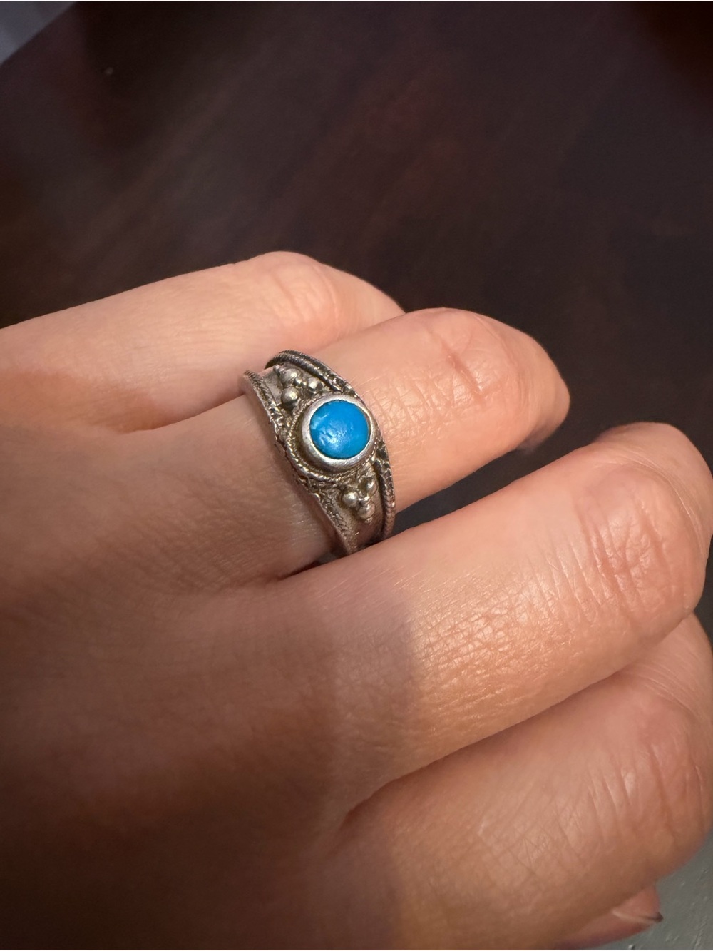 Sterling Silver Ring with Bright Blue Stone